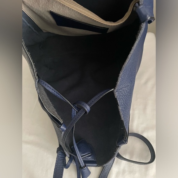 J. Crew Pebbled Leather Tote, Navy Blue - Picture 8 of 11